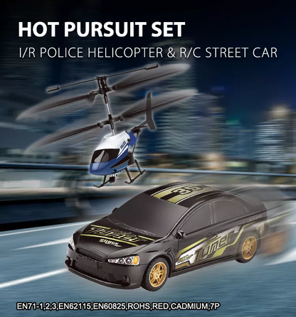 Hot Pursuit Set; I/R Police Helicopter & R/C Street Car